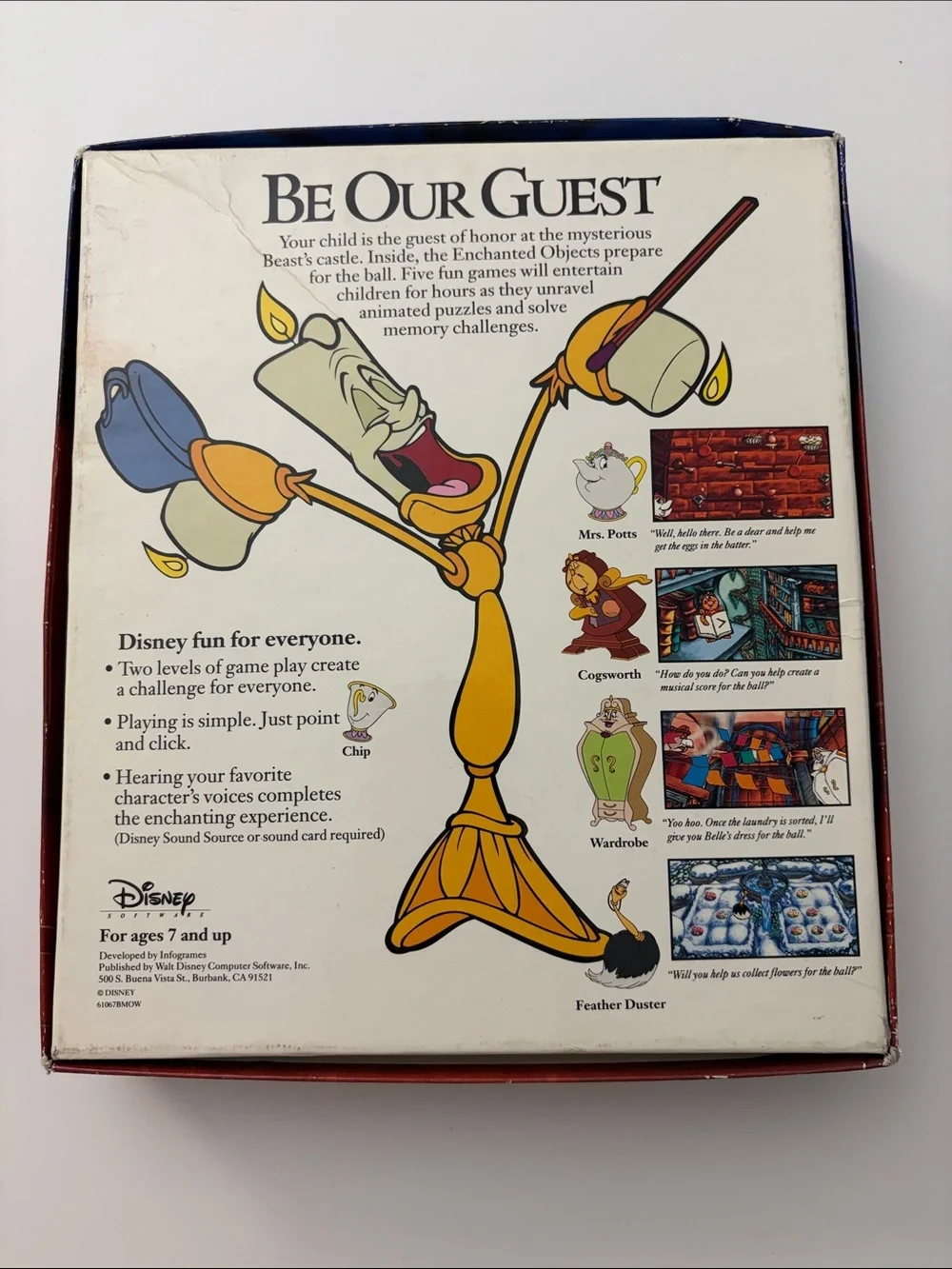 Vtg 1992 Disney Beauty and the Beast 'Be Our Guest' PC Game 3.5” IBM Disks